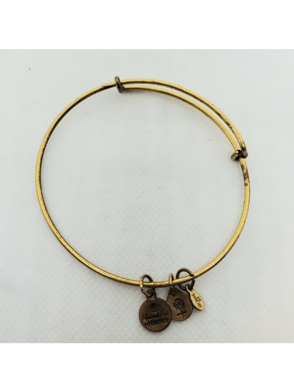 Alex and Ani Bangle Charm Bracelet Goldtone infused +Energy Technology Flower - Picture 9 of 10